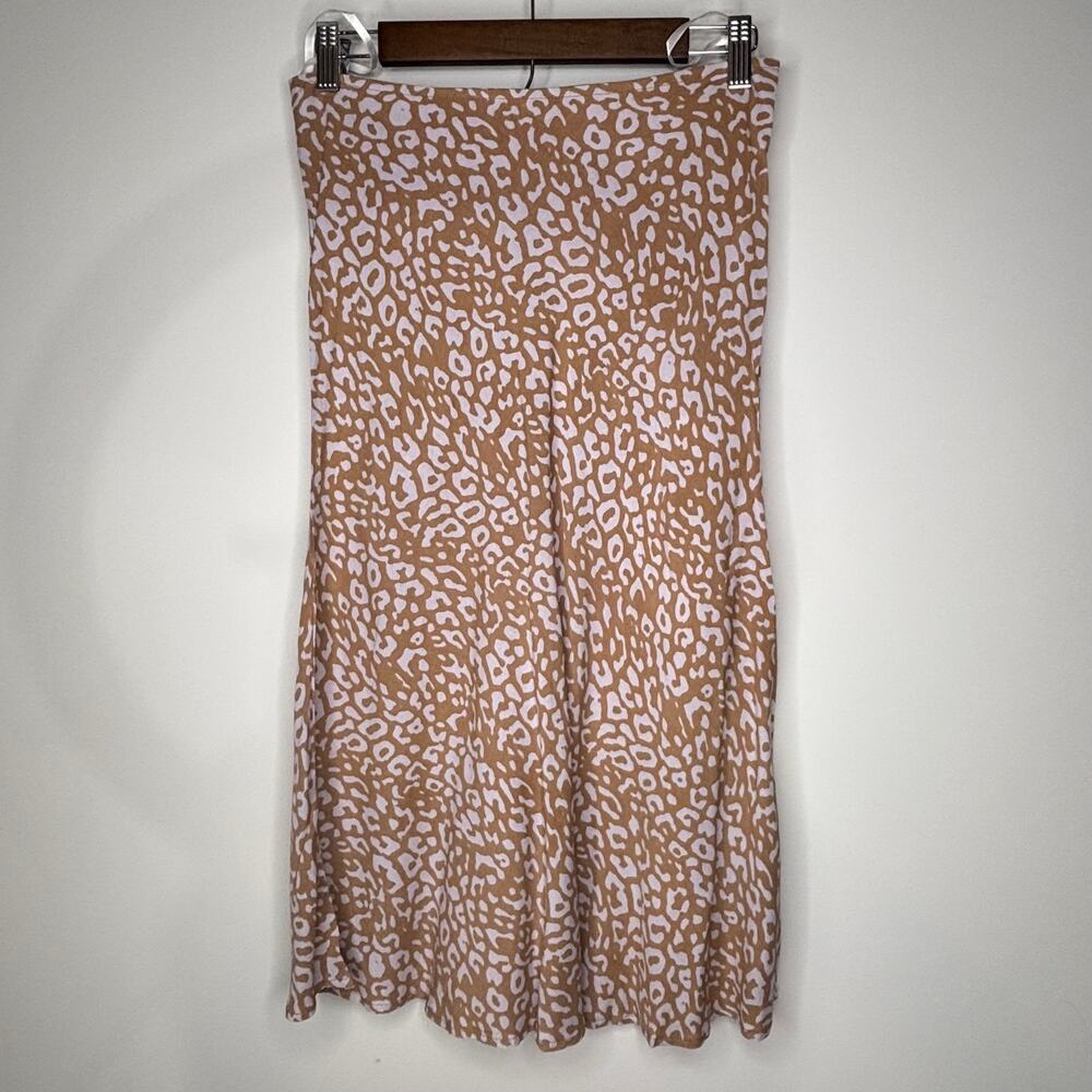Leopard Spot Midi Skirt Women's Small Brown/Purple Animal Print Viscose NWT